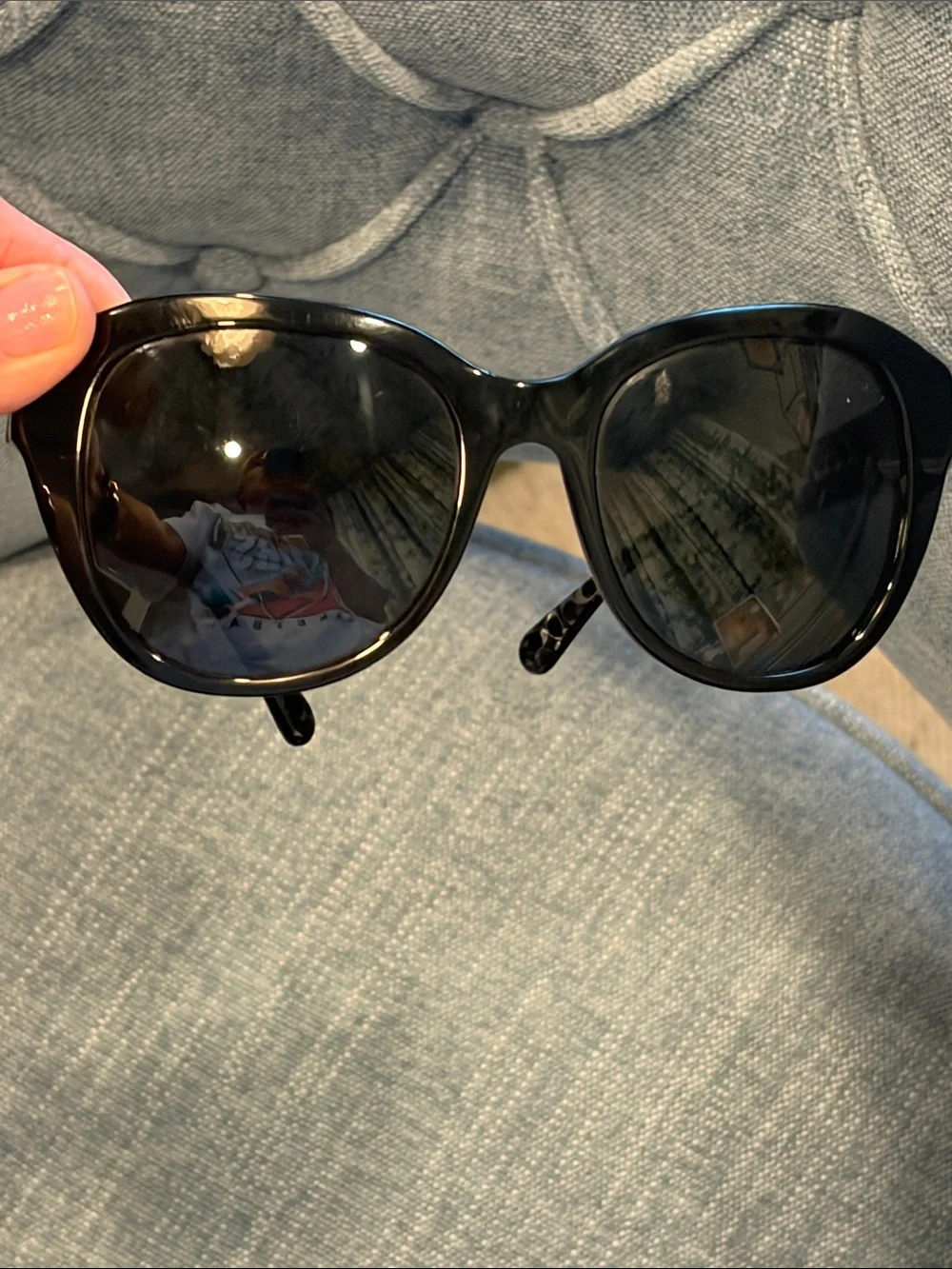 Coach Black Cat-Eye Sunglasses with Dark Lenses
